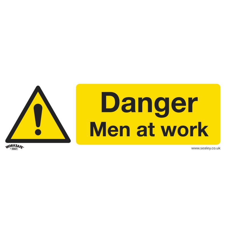 Warning Safety Sign - Danger Men At Work - Rigid Plastic - Pack of 10 - SS46P10