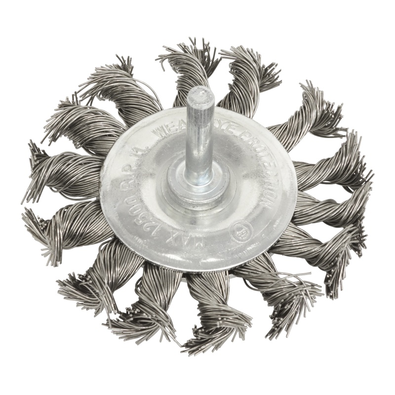 Twist Knot Wire Flat Brush 75mm with 6mm Shaft - TKFBS75